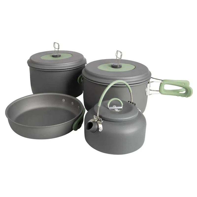 Набір посуду Bo-Camp Explorer XL 4 Pieces Hard Anodized Grey/Green (DAS302116)