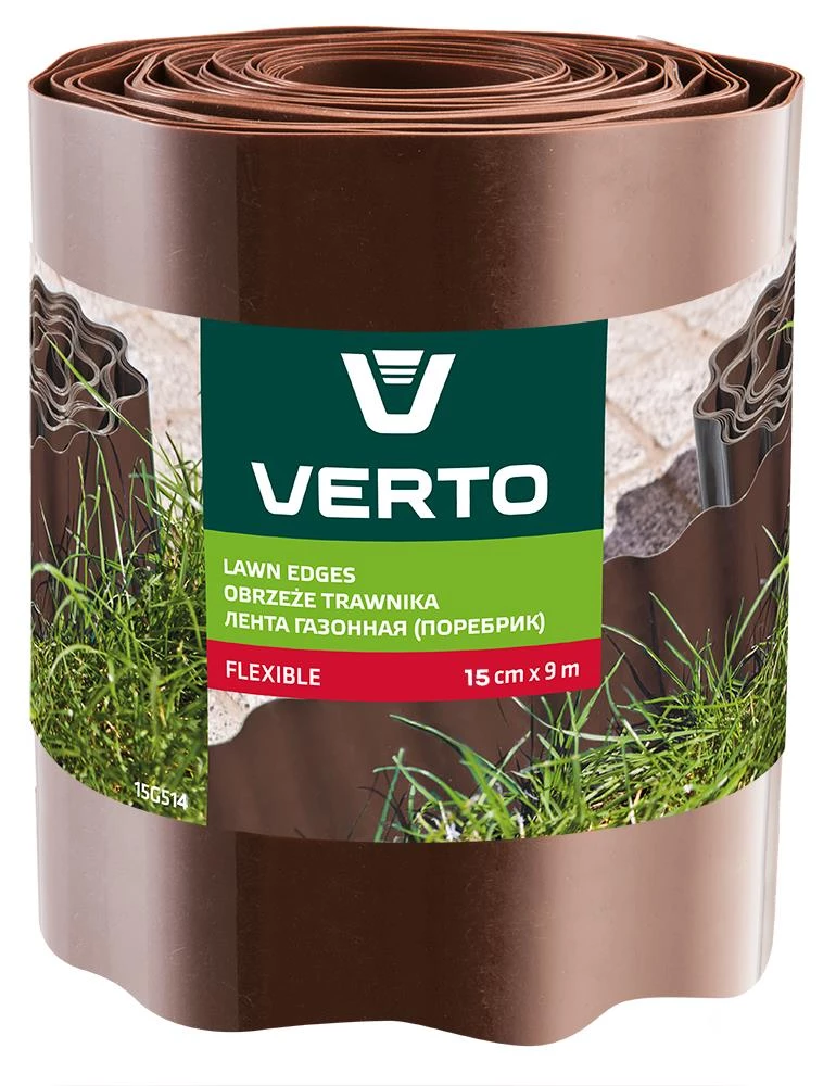 Стрічка газонна Verto 15см x 9м, коричнева