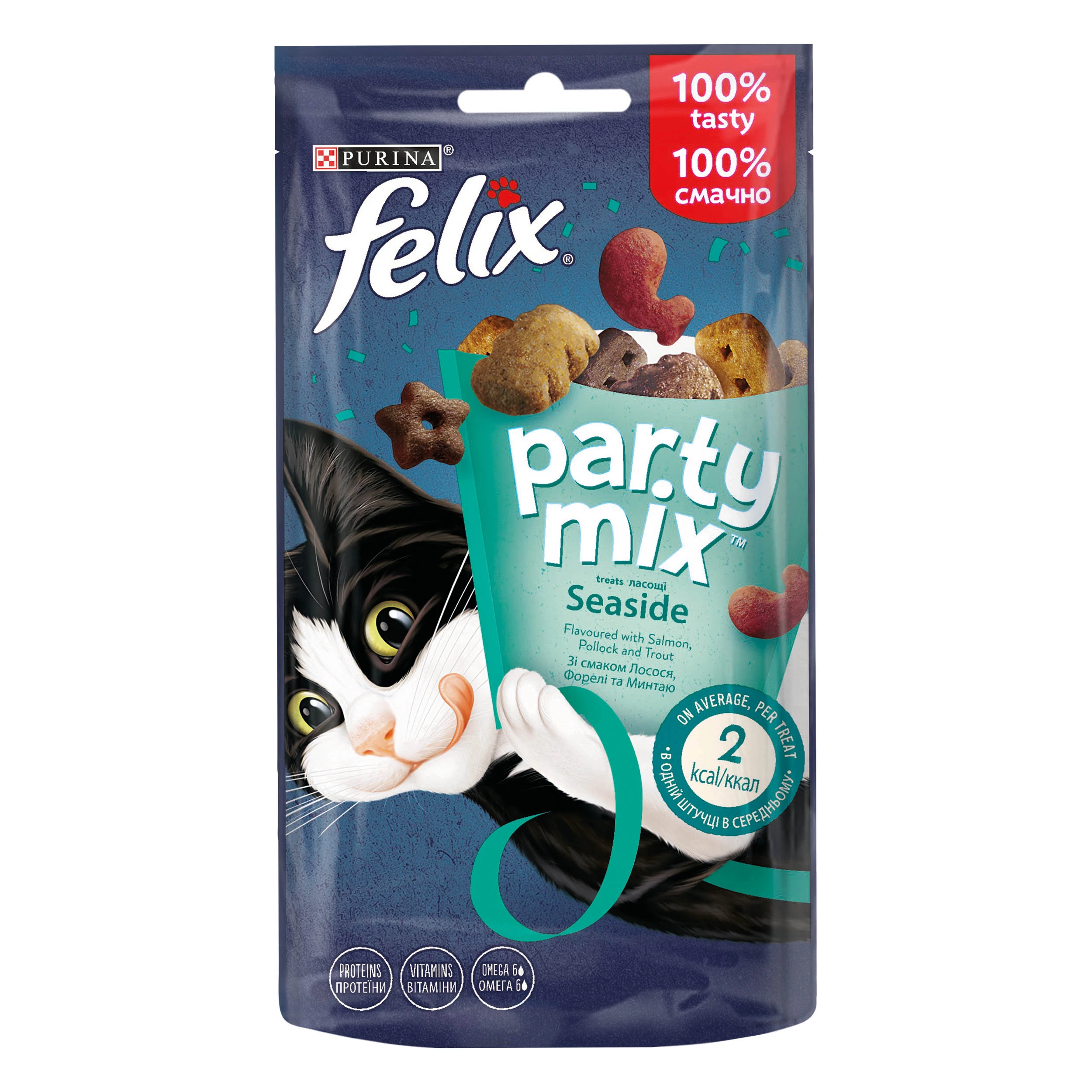 Ласощі для дорослих кішок 60 г. Purina Felix Party зі смаком лосося та форелі