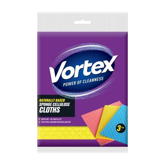 Серветки целюлозні Vortex Sponge Cloths 3 шт (4823071623697)