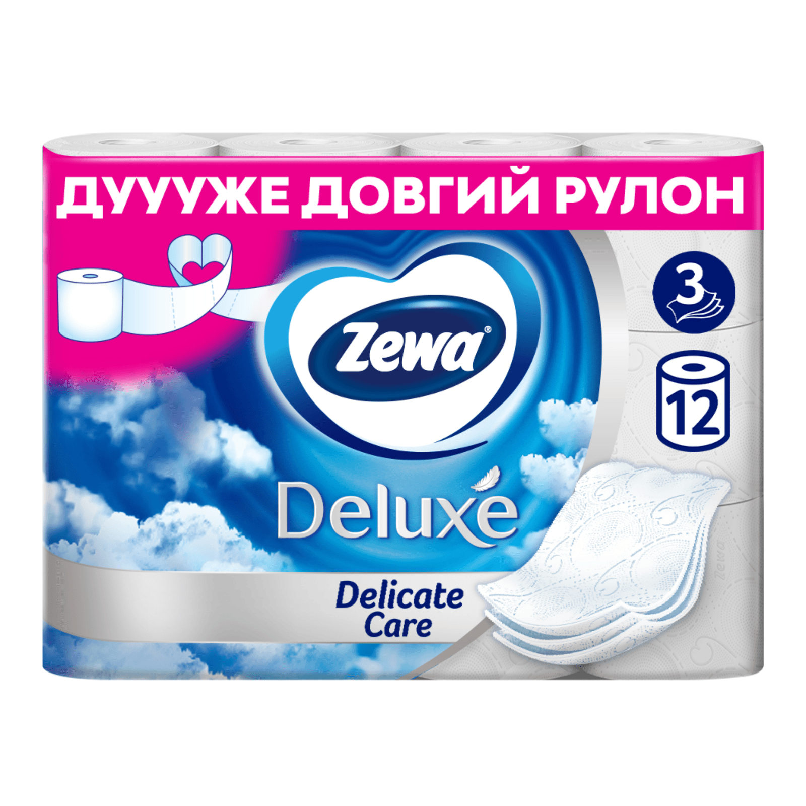 Папір туалетний Zewa Deluxe 3-шаровий, 12шт
