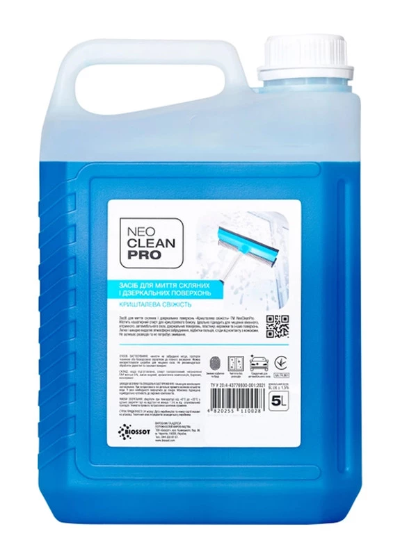Засіб Biossot NeoCleanPro Кришталева свіжість для миття скляних та дзеркальних поверхонь, 5 л