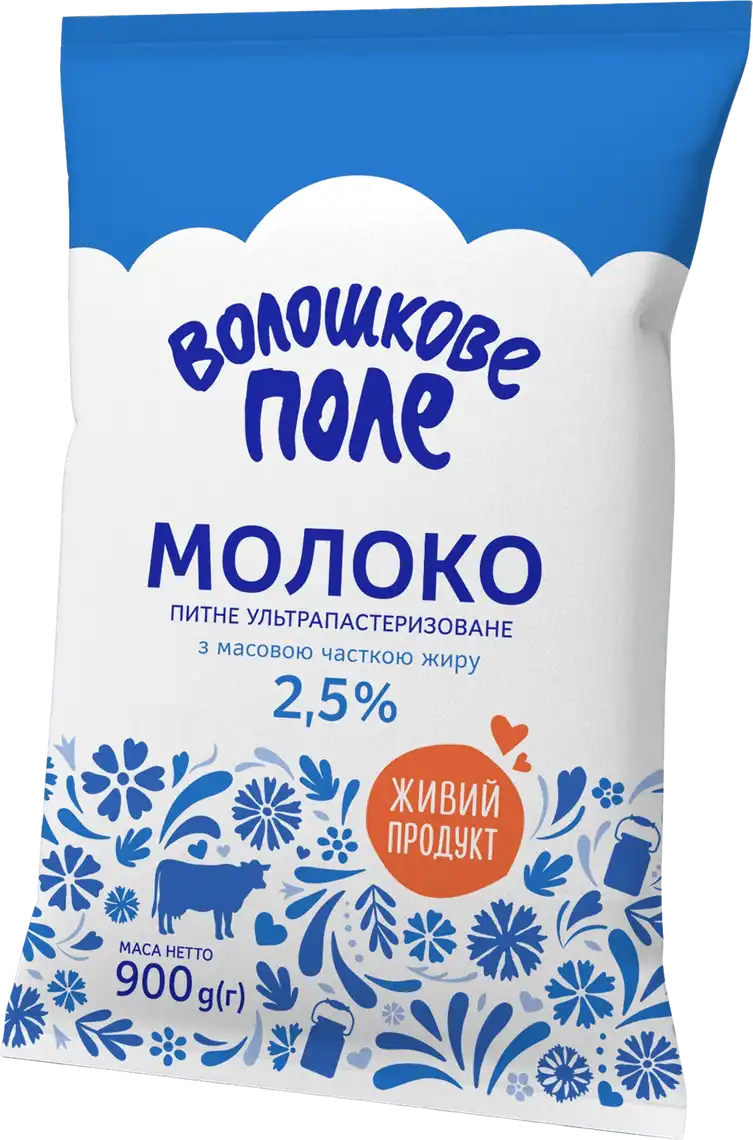 Молоко Волошкове поле 2.5% ультрапастеризоване в пакеті 900 г
