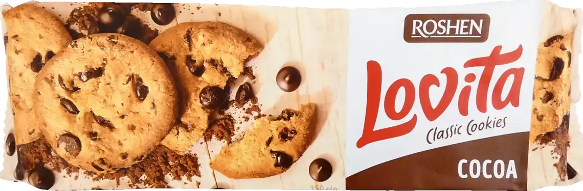 Печиво Roshen Lovita здобне з шоколадними шматочками 150 г