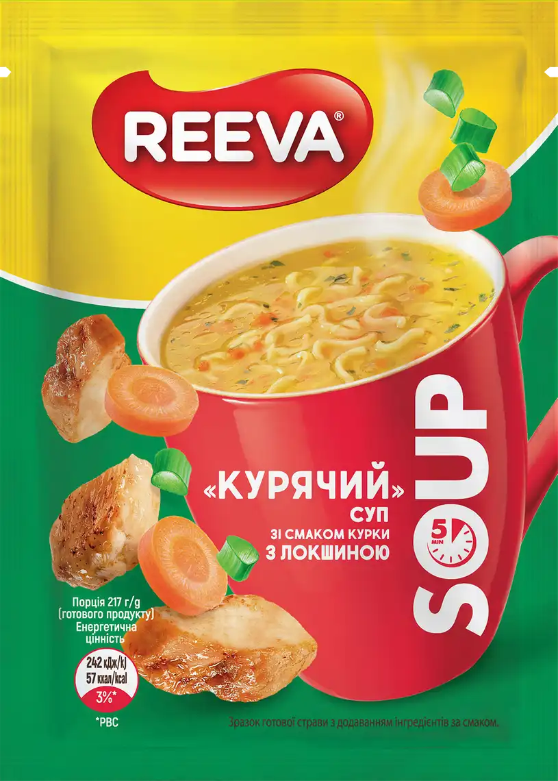 Cуп Reeva зі смаком курки з локшиною 17 г