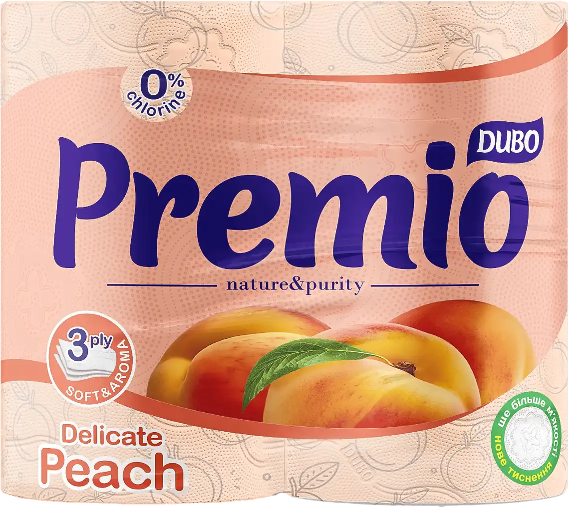 Папір туалетний Диво Premio Delicate Peach 3-х шаровий 4 шт.