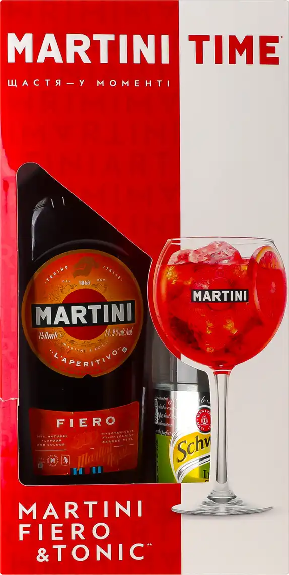 Вермут Martini Fiero 14.9% 0.75 л + Тонік Schweppes 0.75 л