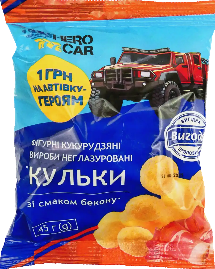 Фігурні вироби Вигода кукурудзяні солоні зі смаком бекону 45 г