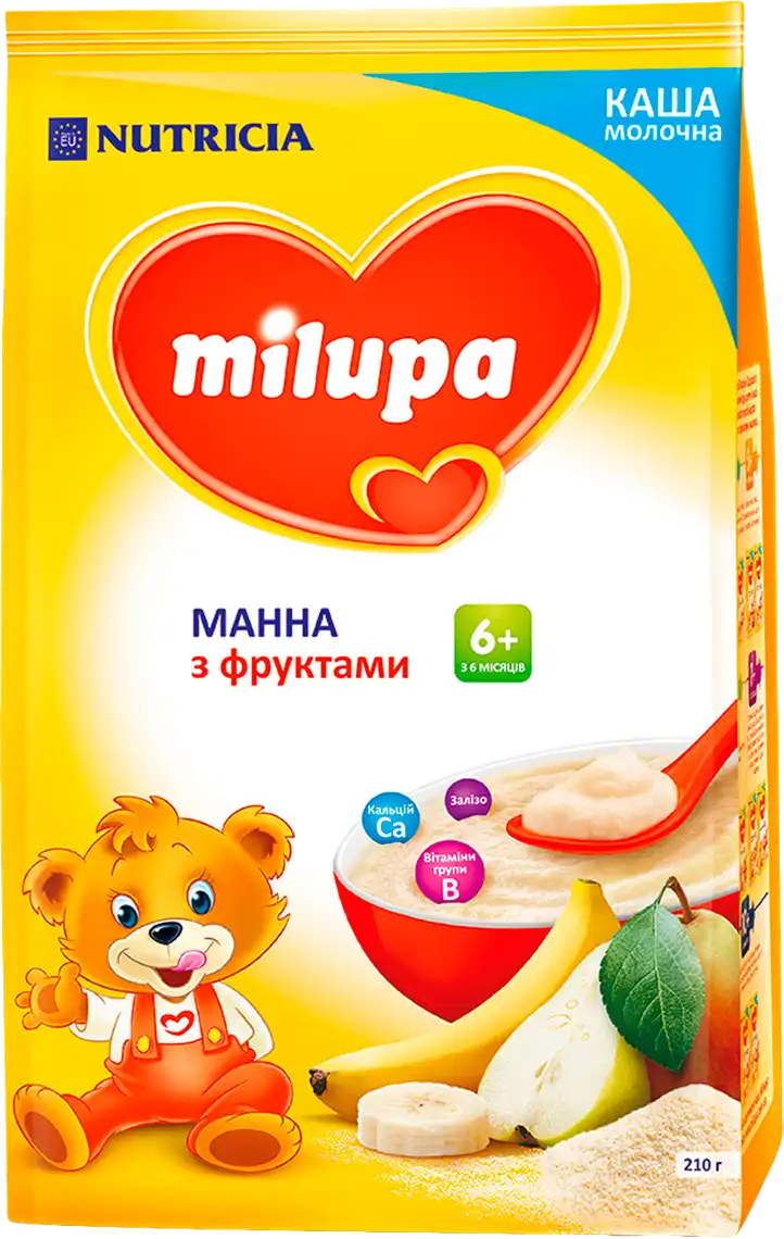 Дитяча каша Milupa Манна молочна з фруктами з 6 місяців 210 г