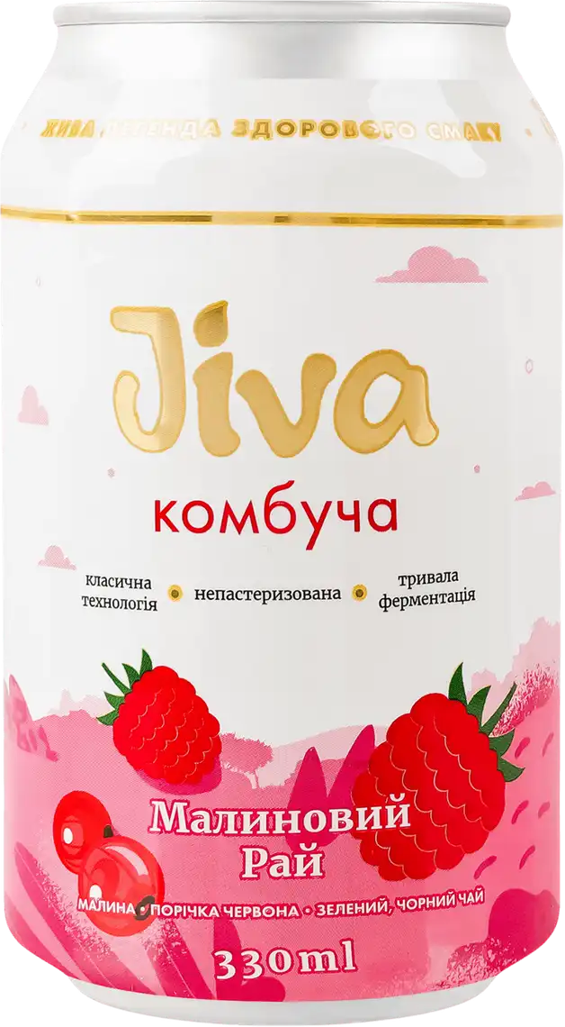 Комбуча Jiva Малиновий Рай з пюре малини та порічки червоної 340 г