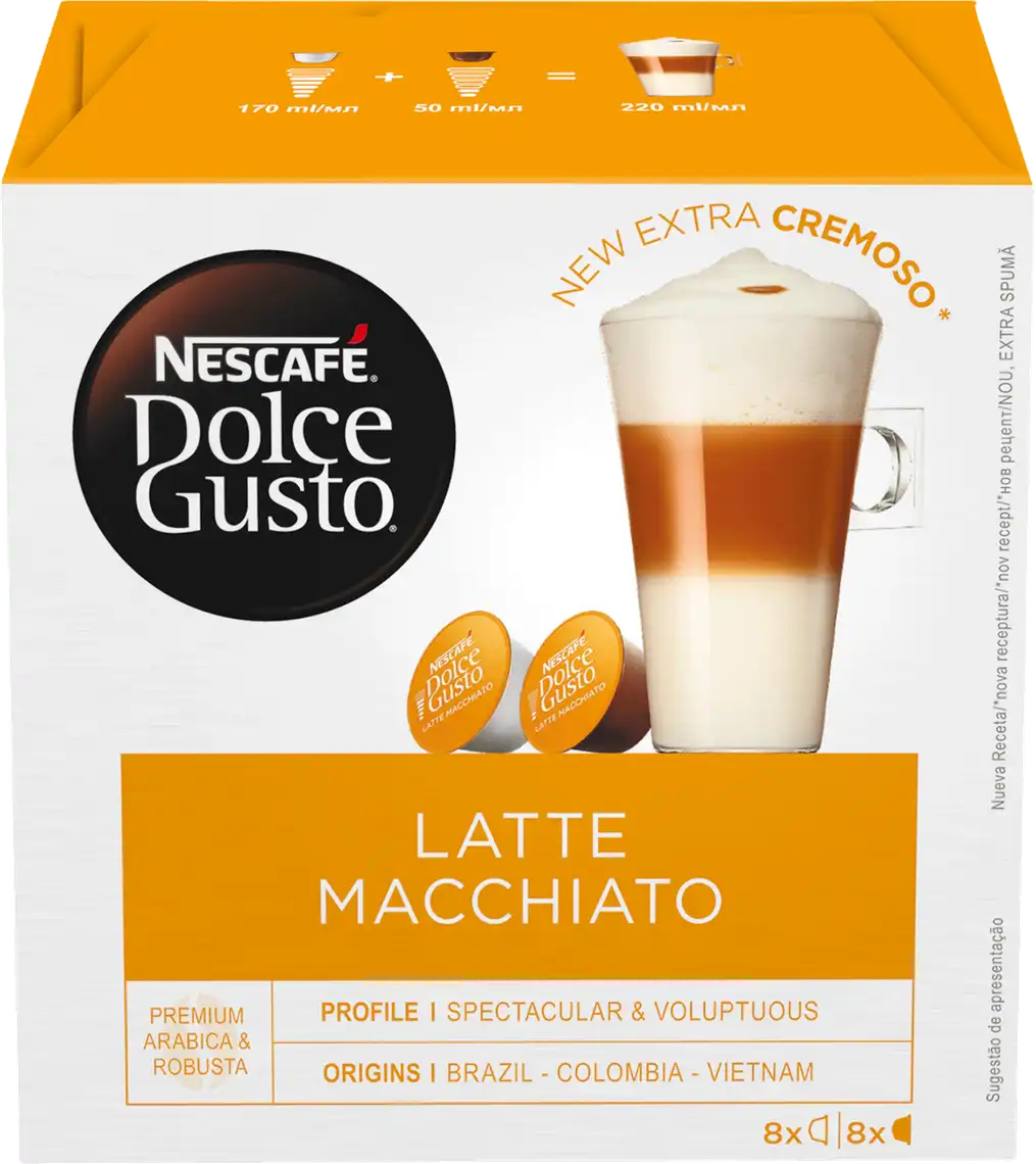 Кава мелена Nescafe Dolce Gusto Latte Macchiato 8 шт х17,4 г + 8 шт х 5,5 г