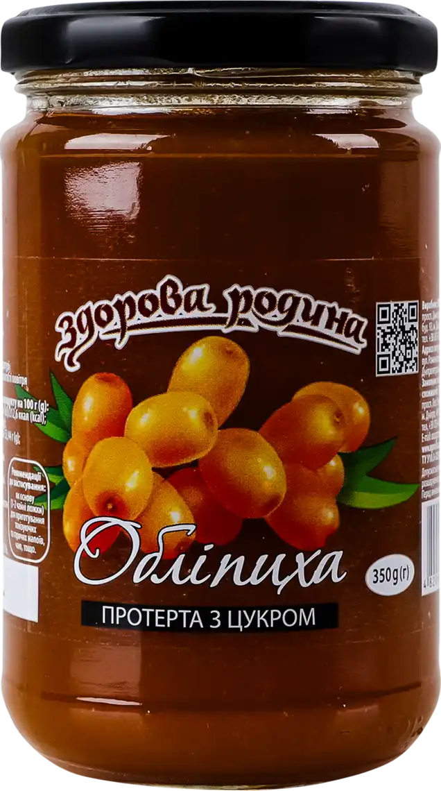 Варення Здорова родина Обліпиха подрібнена з цукром 350 г