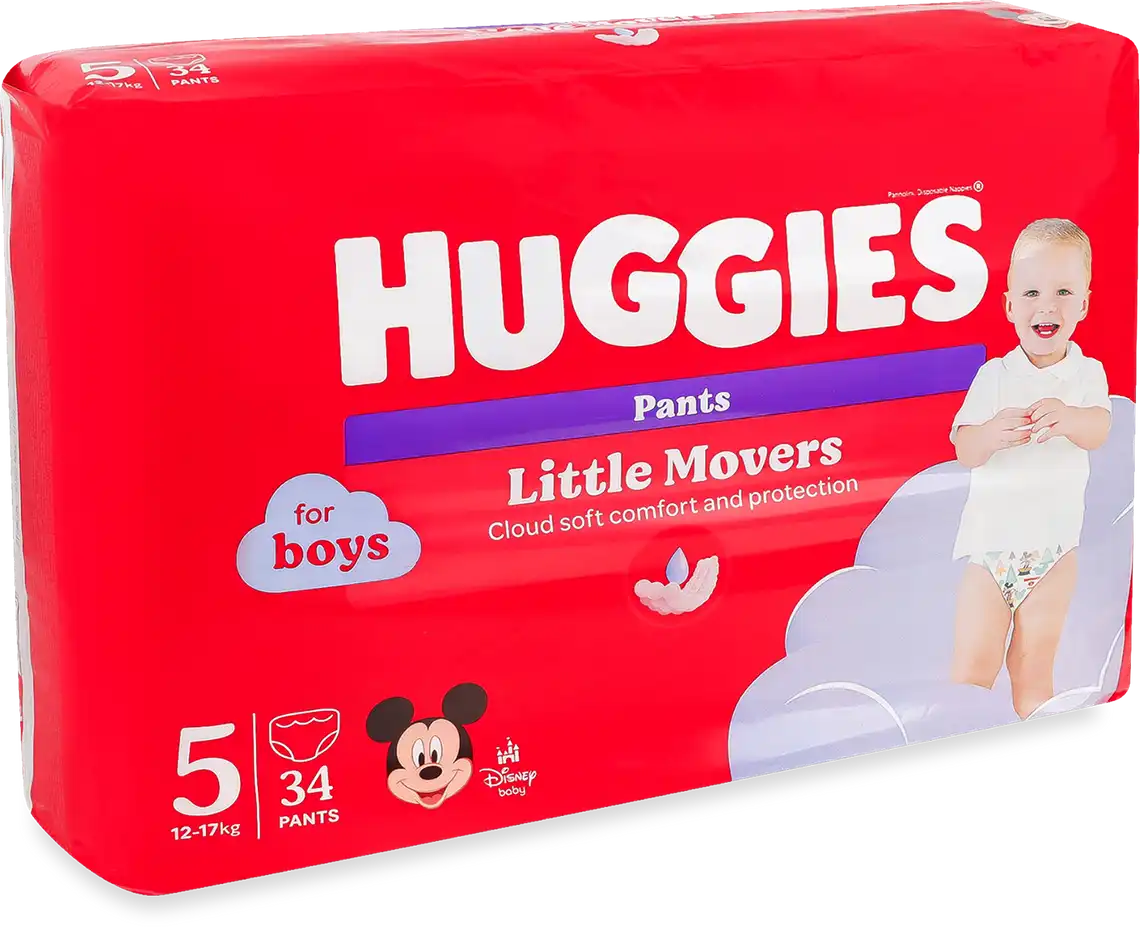 Підгузки-трусики Huggies для хлопчиків розмір 5 12-17 кг 34 шт