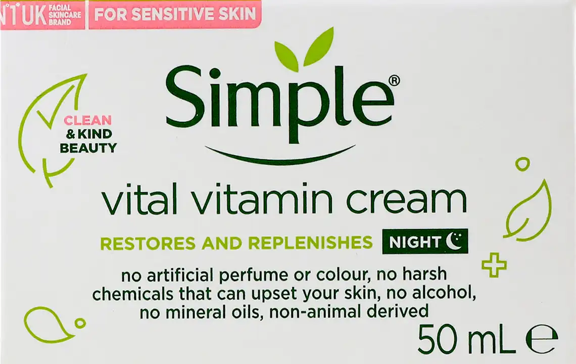Крем Simple Нічний вітамінний Vital Vitamin Night Cream Kind to Skin 50 мл