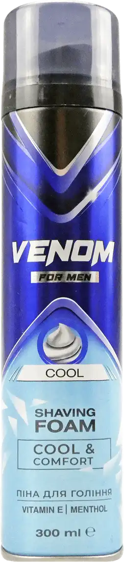 Піна для гоління Venom Cool Shaving Foam з вітаміном E та ментолом для чоловіків 300 мл