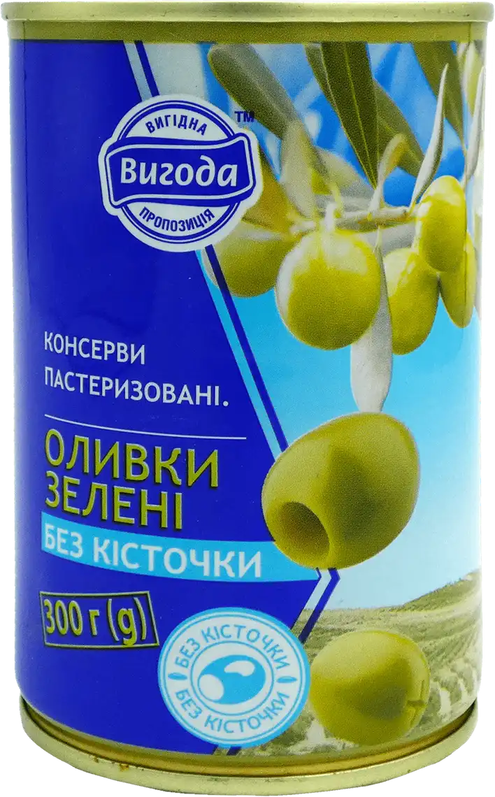 Оливки Вигода зелені без кісточки 300 г