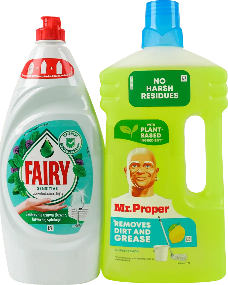 Набір Fairy Чайне дерево та м'ята 900 мл + Mr.Proper Лимон 1 л