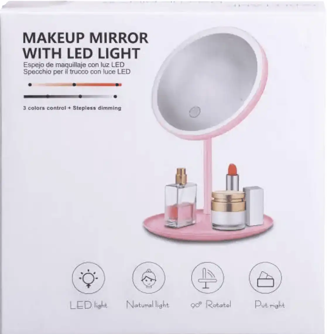 Дзеркало косметичне кругле з LED підсвічуванням