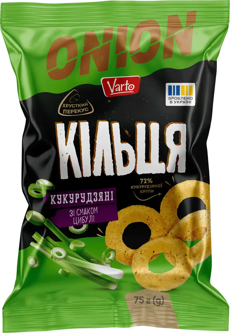 Кільця кукурудзяні Varto зі смаком цибулі 75 г