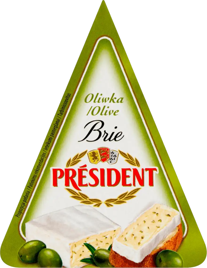 Сир President Brie з зеленими оливками 62% 125 г