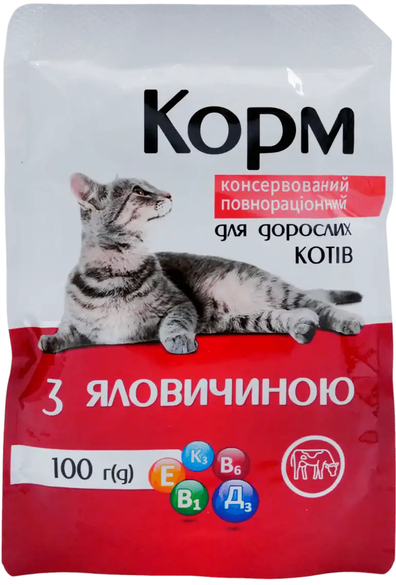 Корм для котів ЧИСТА ВИГОДА! з яловичиною 100 г