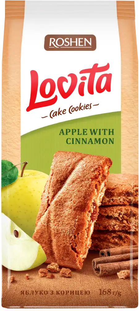 Печиво Roshen Lovita Cake Cookies здобне з яблуком та корицею 168 г