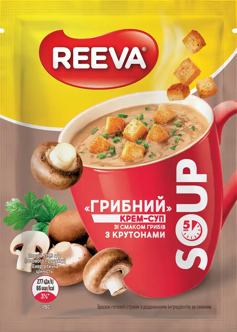Крем-суп Reeva зі смаком грибів з крутонами 15.5 г