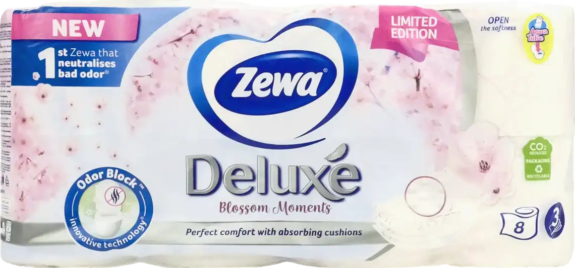 Папір туалетний Zewa Deluxe білий 3-х шаровий 8 шт