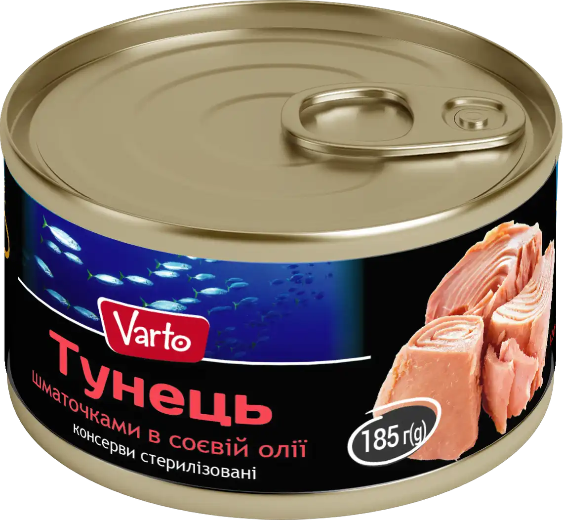 Тунець Varto шматочками в соєвій олії 185 г