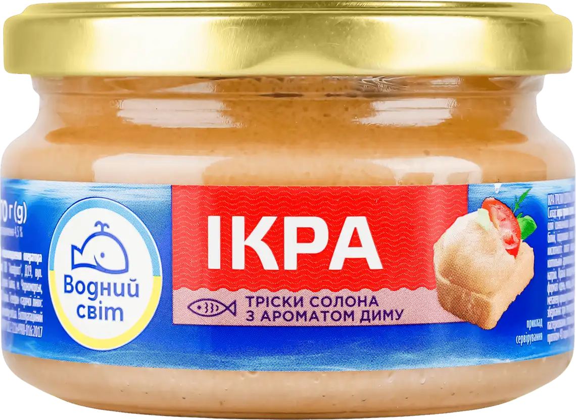 Ікра тріски Водний Світ пробійна з ароматом диму 170 г