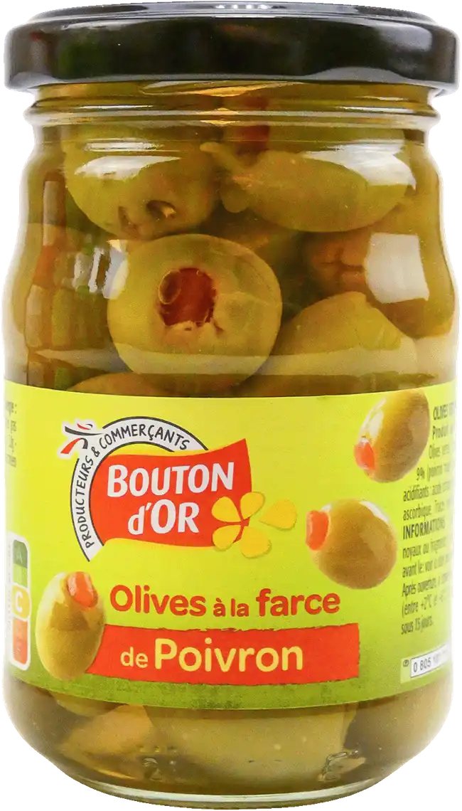Оливки Bouton d'Or фаршировані перцем 198 г