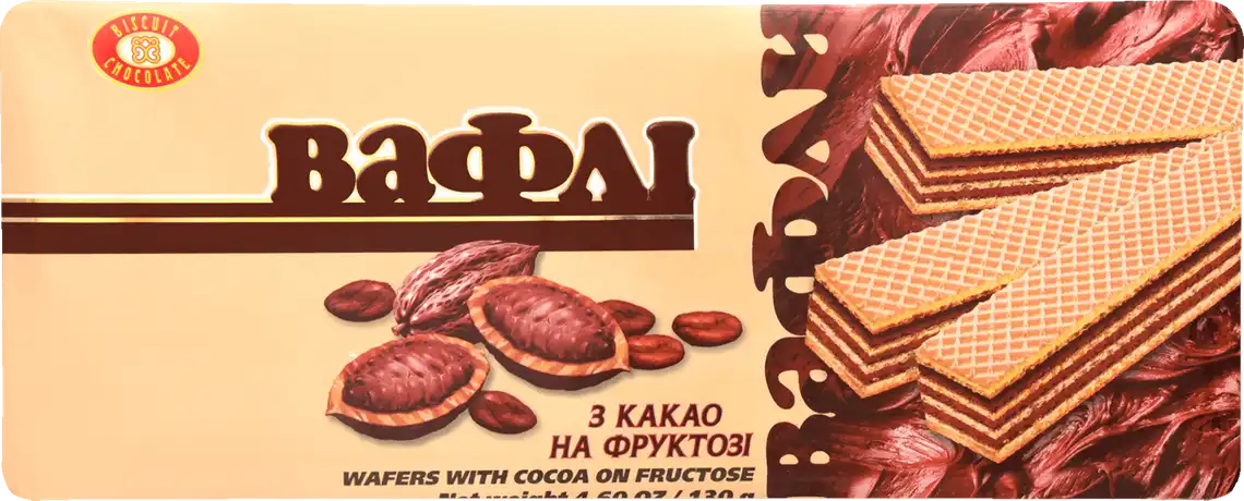 Вафлі ХБФ з какао на фруктозі 130 г