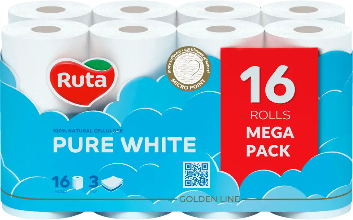 Туалетний папір Ruta Pure White 3 шари 16 шт