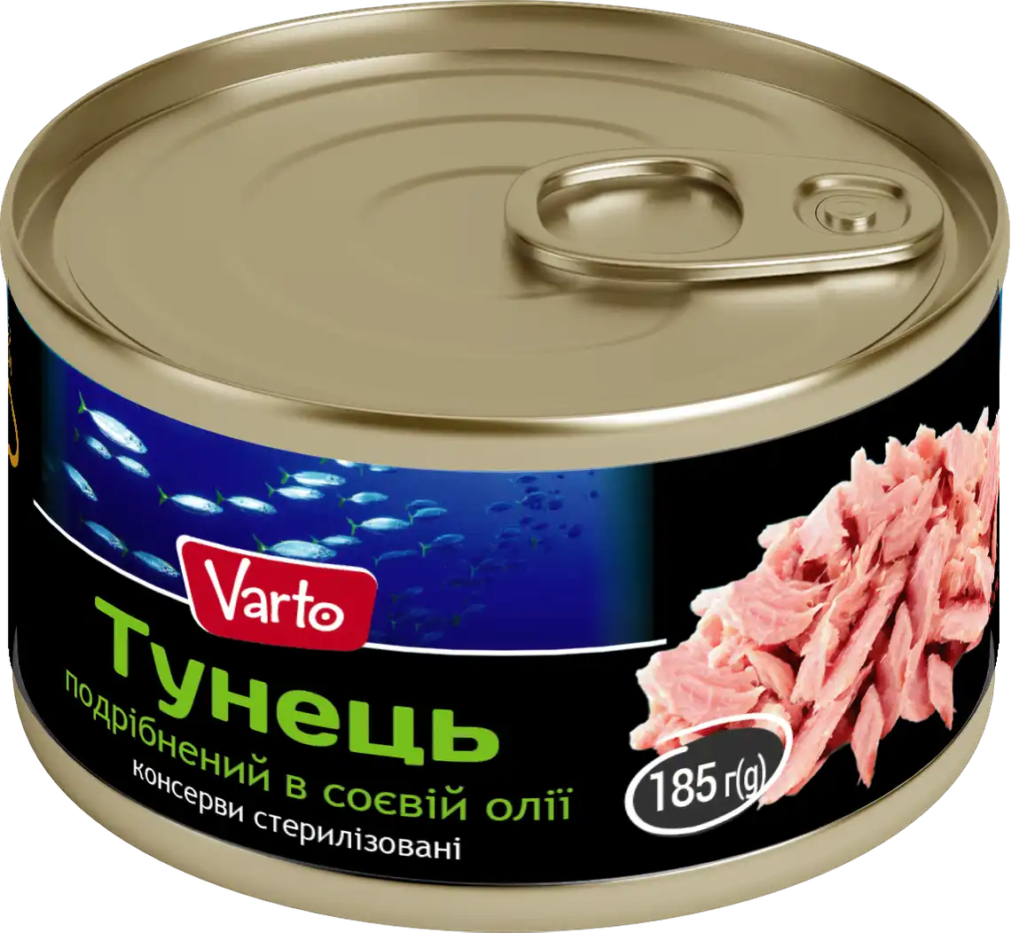 Тунець Varto подрібнений в соєвій олії 185 г