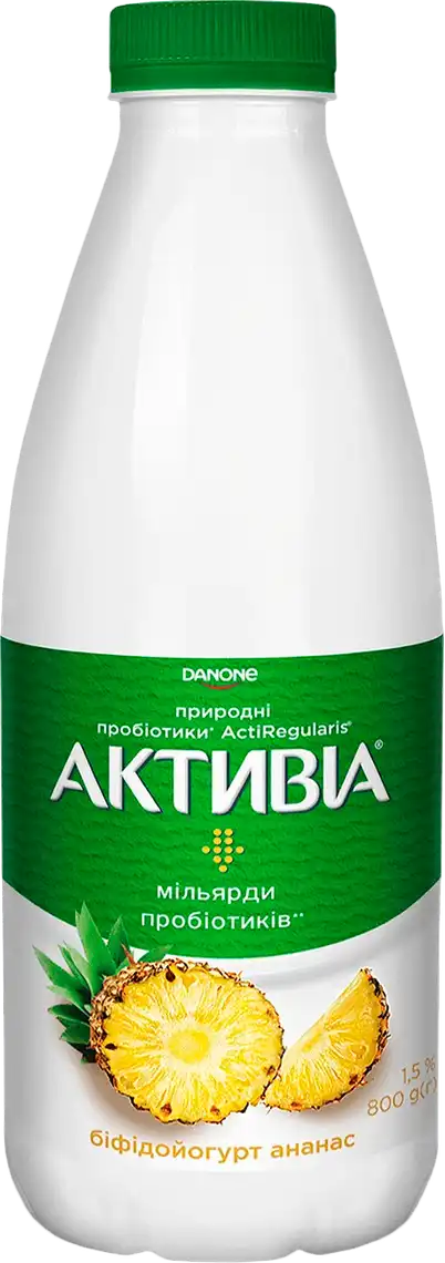 Біфідойогурт 1.5% питний з наповнювачем Ананас Активіа п/пл 800г