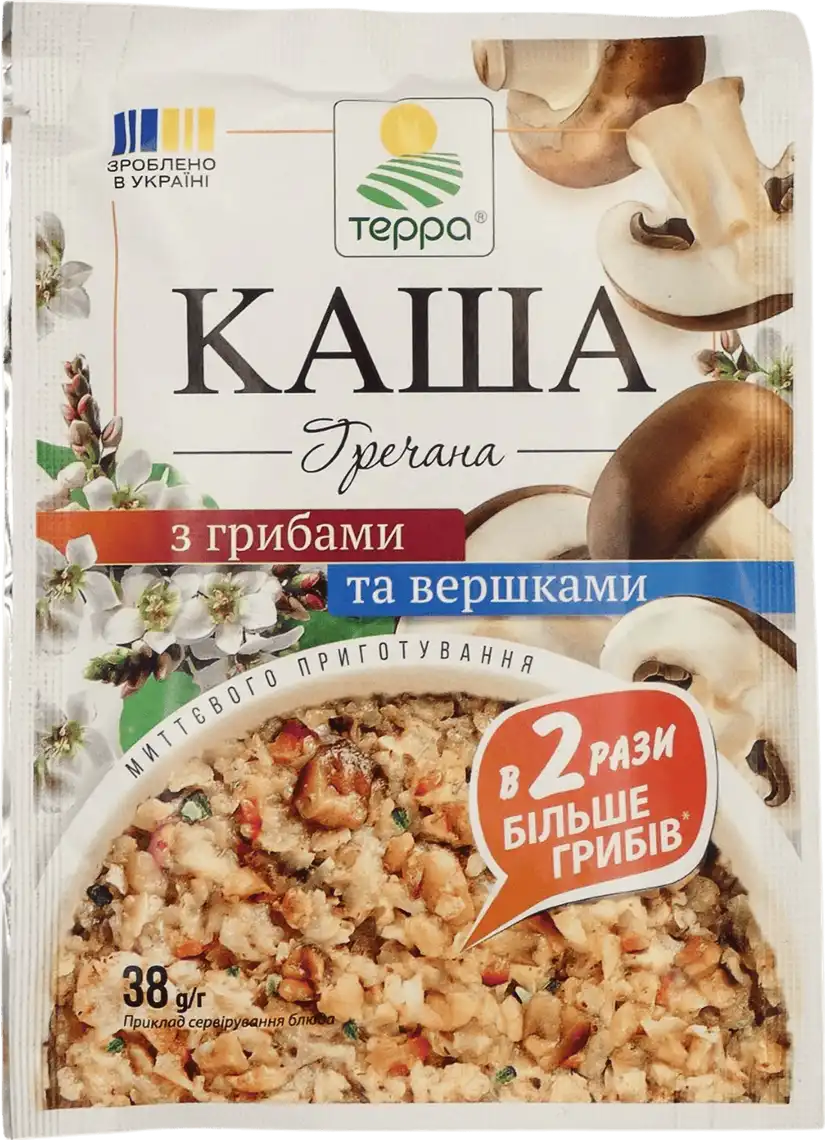 Каша гречана Терра з грибами та вершками 38 г