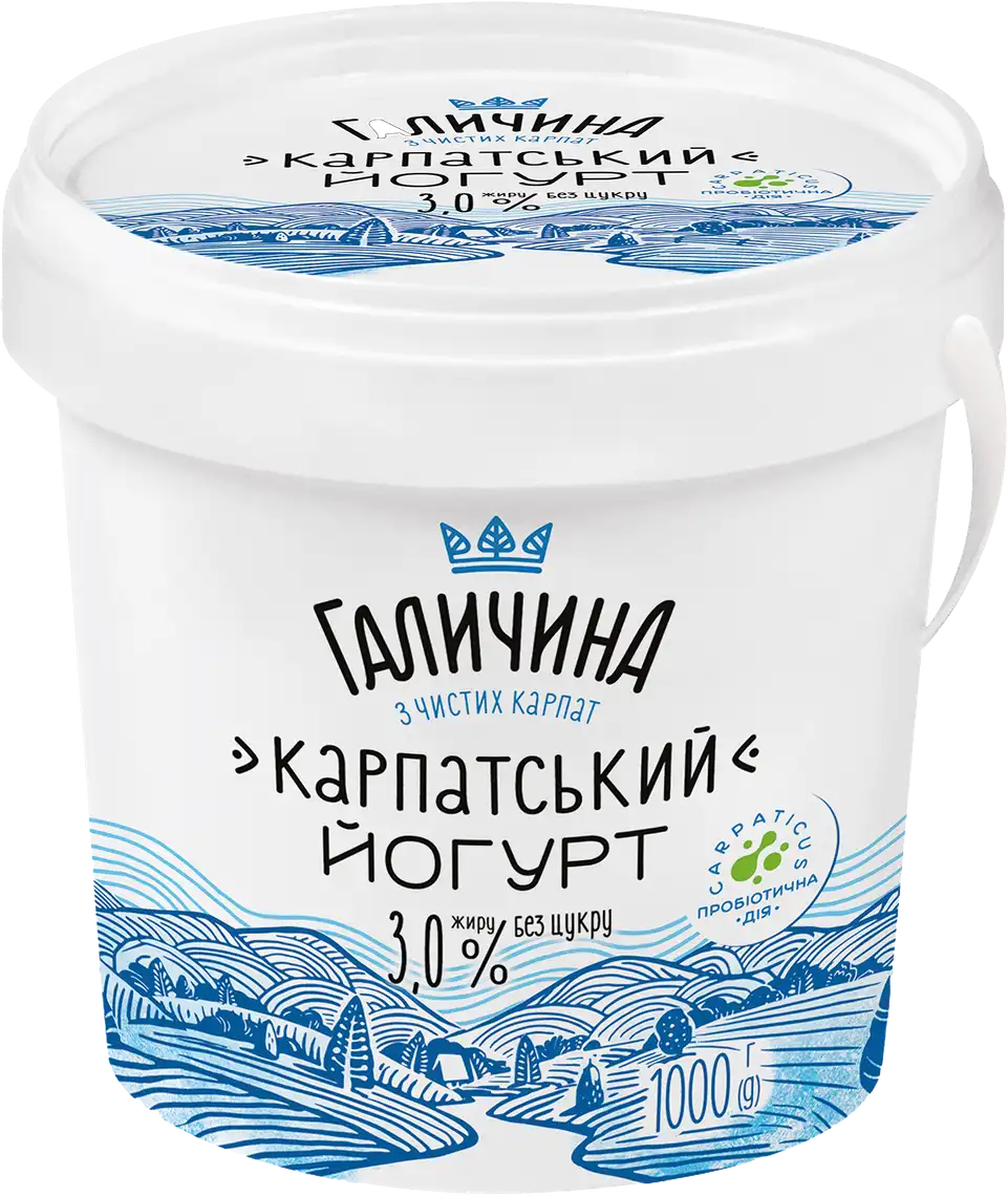 Йогурт Галичина Карпатський десертний без цукру 3,0% 1000 мл