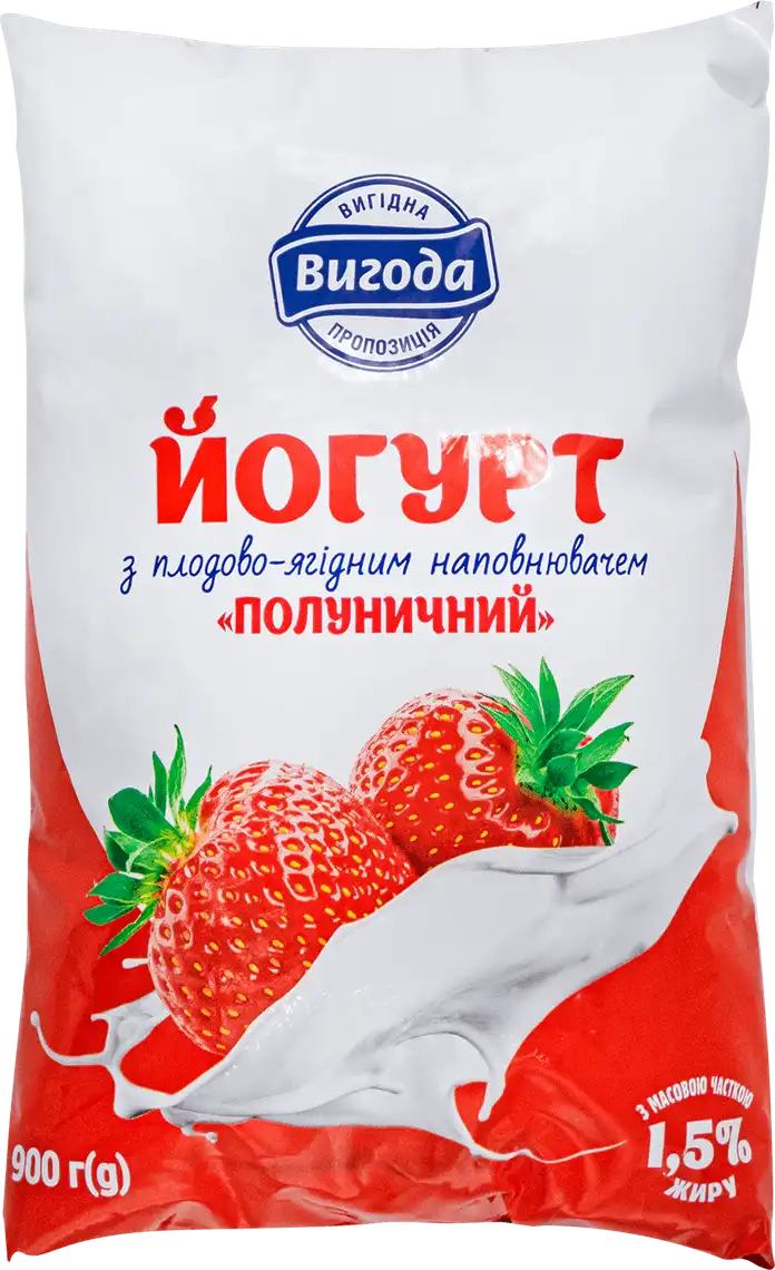 Йогурт Вигода Полуничний 1.5% 900 г