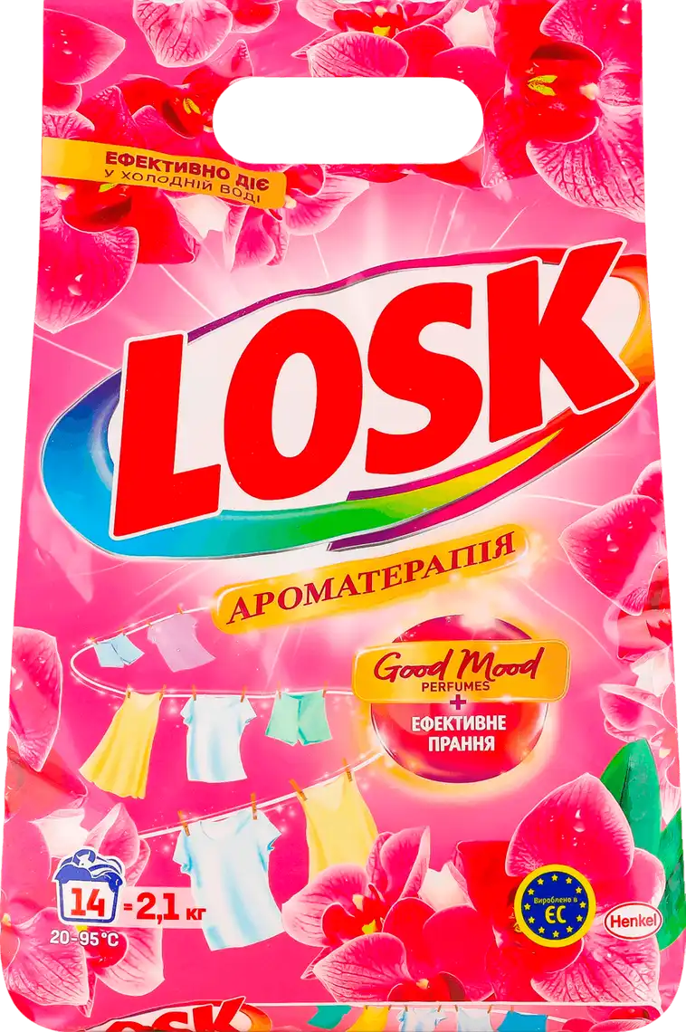Пральний порошок Losk Ароматерапія Color Ефірні масла та аромат Малазійської квітки 2.1 кг