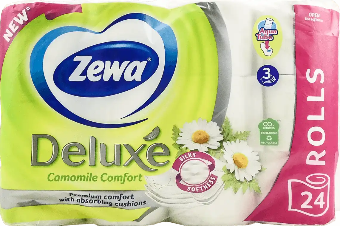 Папір туалетний Zewa Deluxe Ромашка 3-х шаровий Ромашка 24 шт