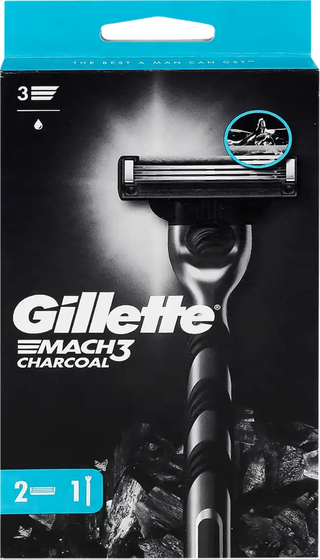 Станок для гоління чоловічий Gillette Mach3 Charcoal з 2 змінними картриджами