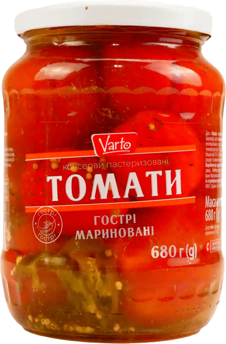 Томати Varto мариновані гострі 680 г