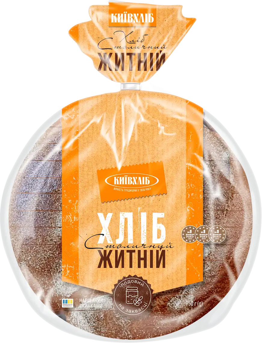 Хліб Київхліб Столичний житній нарізний 950 г