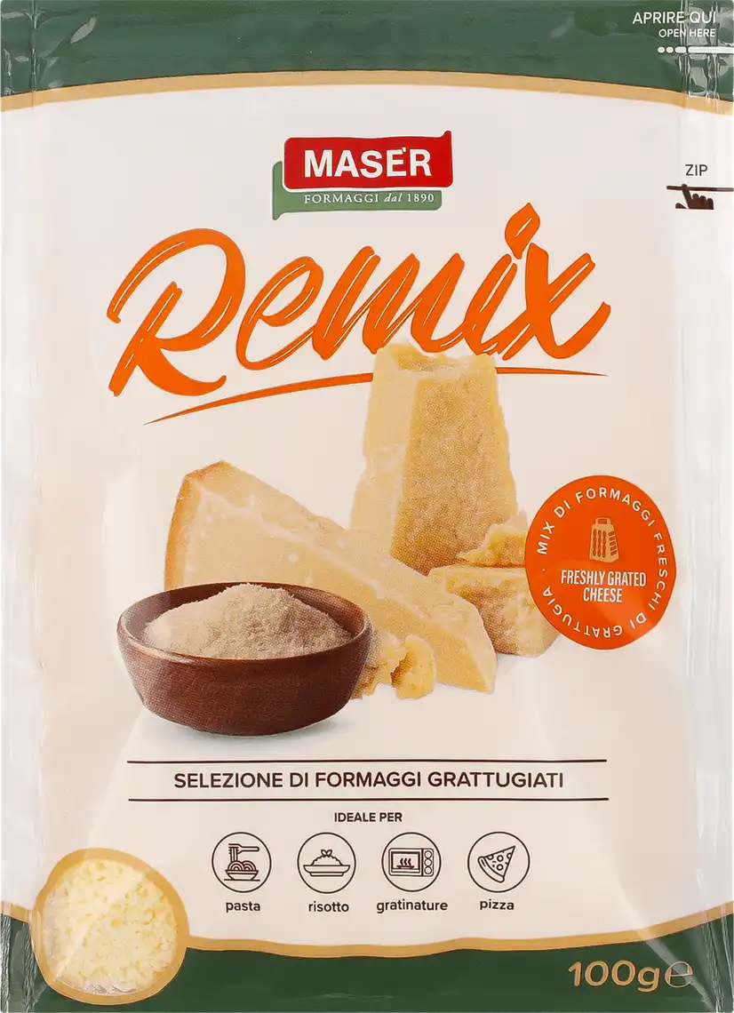 Сир Maser Formaggi Гратуджіато Мікс тертий 100 г