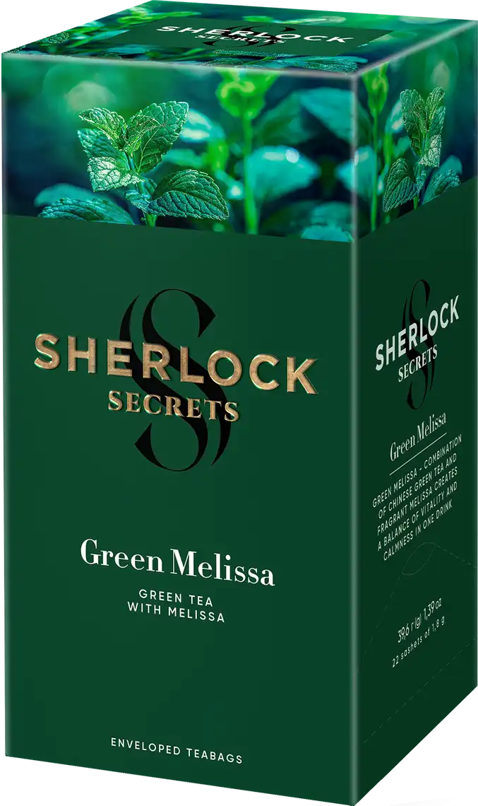 Чай Sherlock Secrets Green Melissa зелений 22 саше x 1.8 г