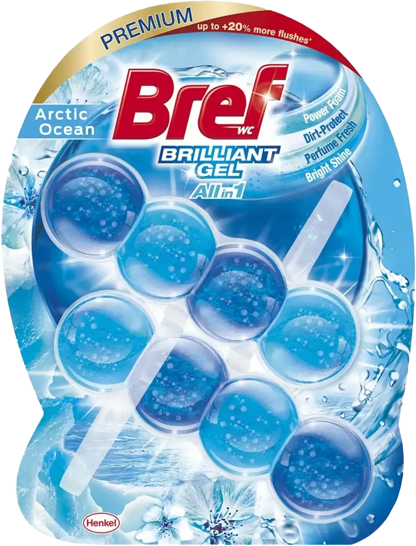 Туалетні блоки для унітаза Bref Блискучий гель Арктичний океан 2 шт.