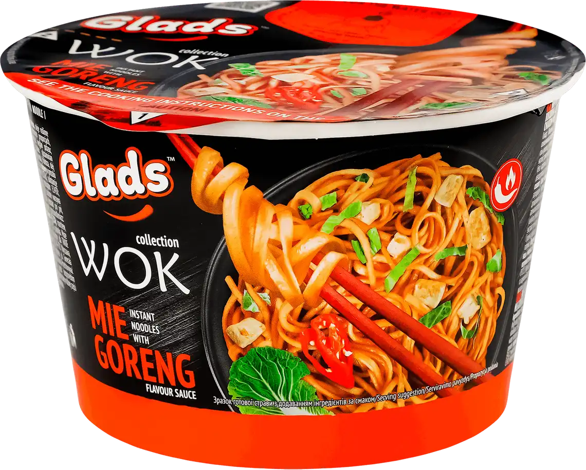 Локшина швидкого приготування Glads WOK зі смаком Мі Горенг з соусом 95 г