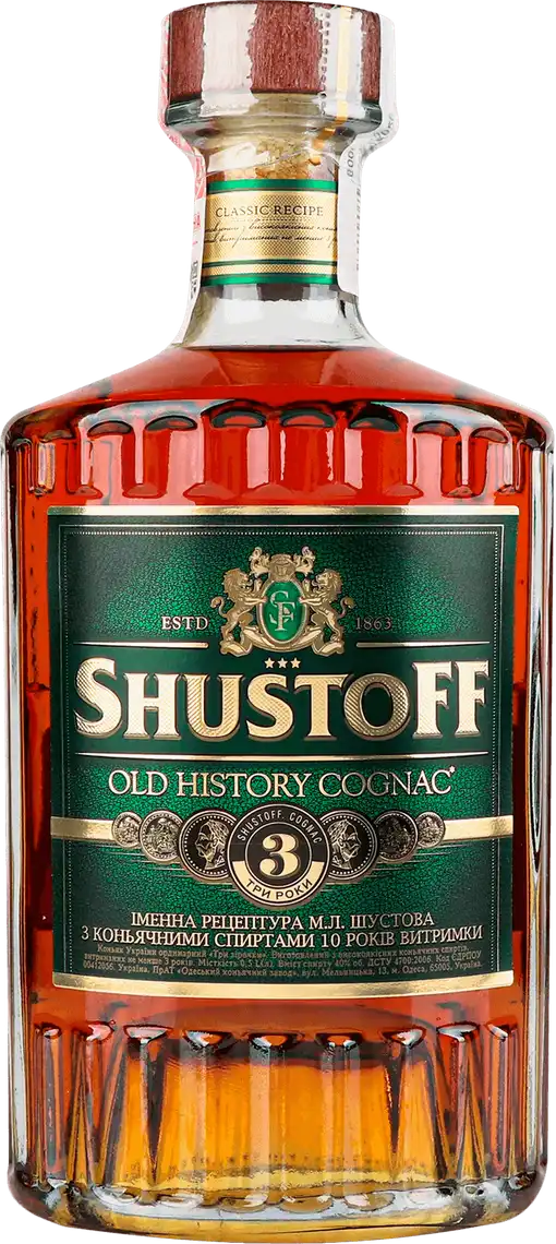 Коньяк Shustoff Old History 3 зірки 40% 500 мл