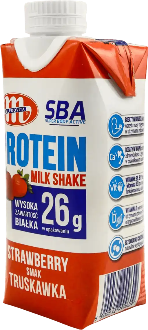 Напій Mlekovita Super Body Active полуничний протеїновий 350 г