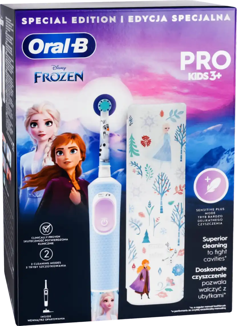 Зубна щітка Oral-B Kids Frozen електрична дитяча від 3 років та дорожній чохол 1 шт